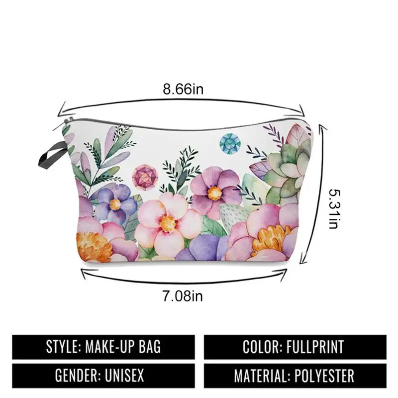 Женская косметичка, органайзер, сумка для макияжа, переносная, с цветочным принтом, многофункциональная косметичка, сумочка для туалетных