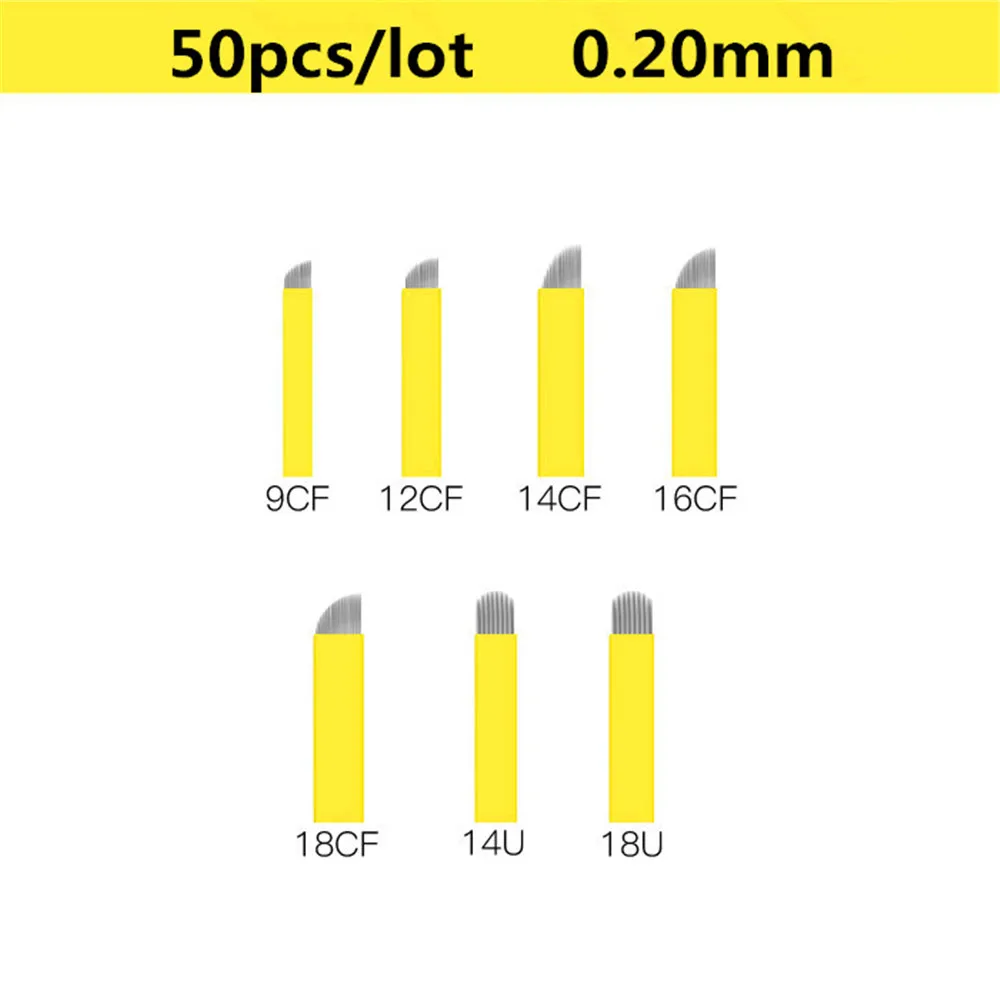

50PCS Microblading Needles Eyebrow Shading Blades Tattoo Needles Fog Brow Needle for Permanent Makeup Manual