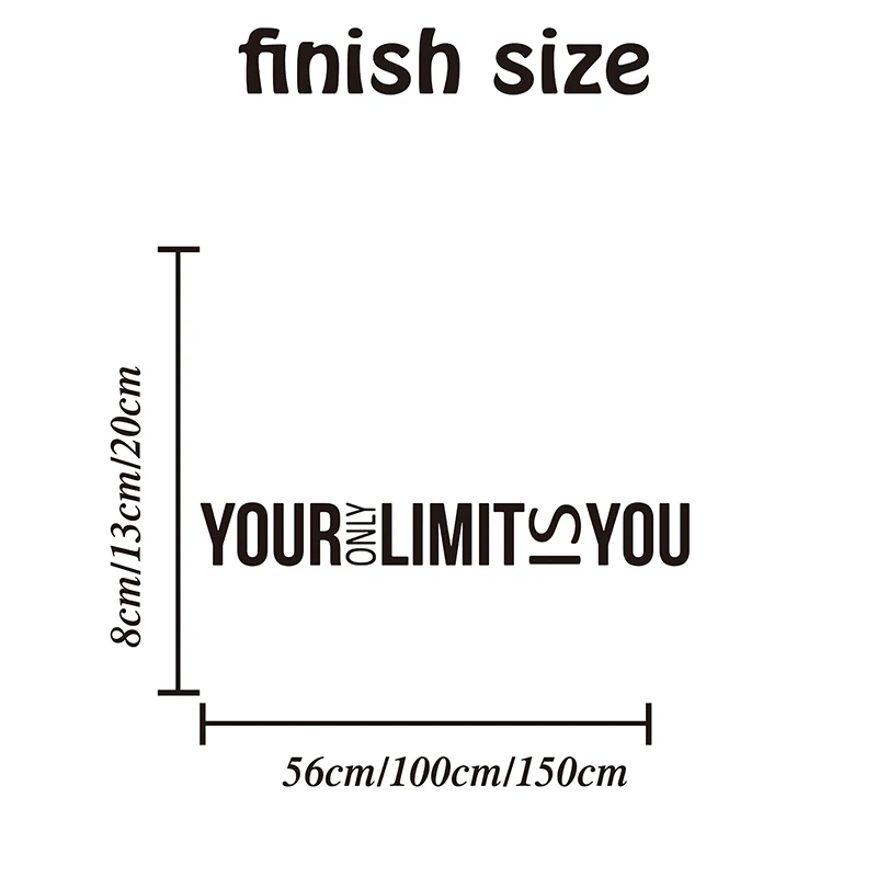 Large Your Only Limit is You Wall Sticker Office Gym Inspirational Motivational Quote Wall Decal Workout Exercise Vinyl Home Dec (1)