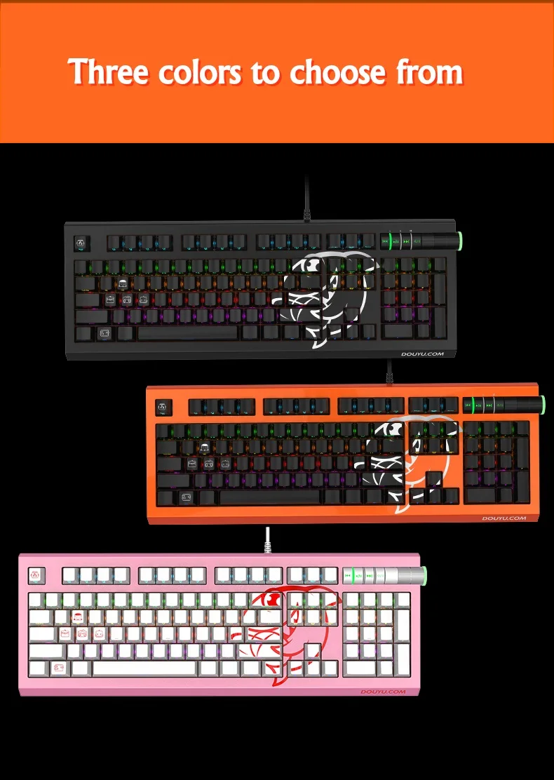 Ajazz Douyu DKM800 RGB с подсветкой Мультимедиа USB Проводная Механическая игровая клавиатура боковые резные брелки черная Ble Axis
