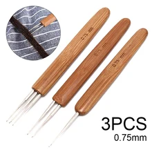 3 шт./компл. 0,75 мм, дредлоки, для увеличения объема, иглы для вязания крючком крюк Бамбук Деревянные ручки инструмента, дредлоки, для увеличения объема, заплетённые волосы для наращивания волос
