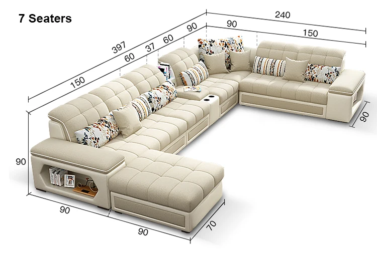 Диваны u-образной формы Ткань Диван Набор для гостиной мебель