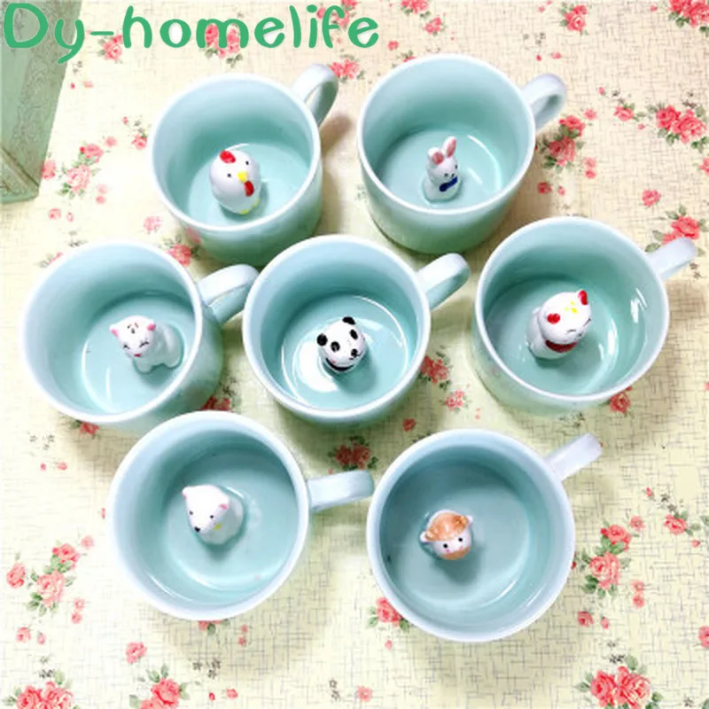 

Ceramic Dog Cup Chinese Style 12 Zodiac Green Celadon 230ML Round Rabbit Tea Mug Water Ware Home Kitchen Bar Supplies Drinkware