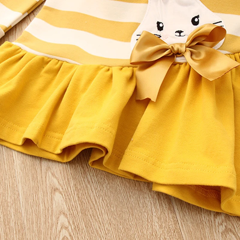 Skup Sodawn 2019 zwierząt wzór dziewczyna sukienka jesień z długim rękawem ubrania dla dzieci odzież dla dzieci dla dziewczyny paskiem kreskówka dziewczynka ubrania