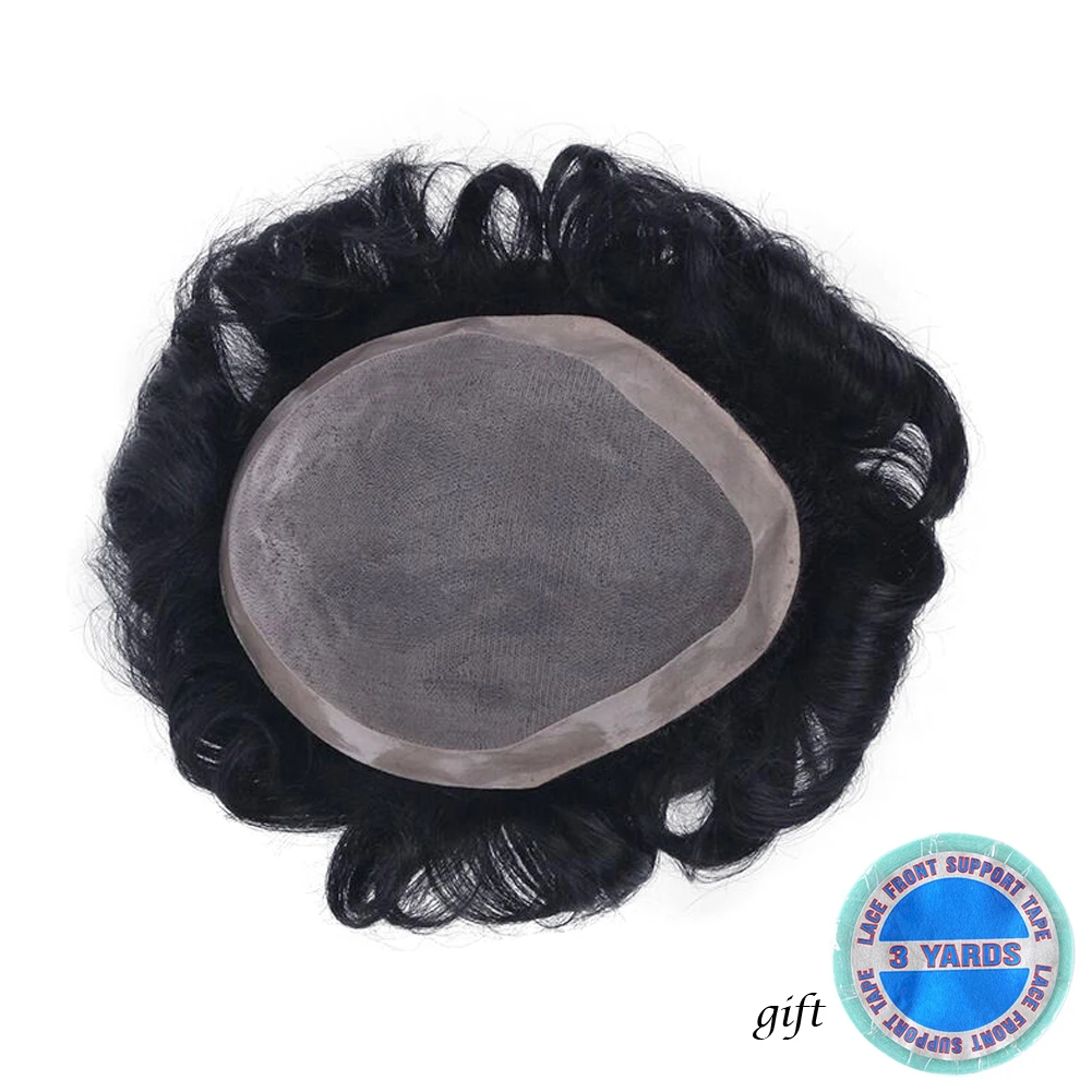 

Isheeny Men Toupee 100% Remy Human Hair Straight 5 Colors Mono Lace With NPU Human Hair Toupee Replacement System