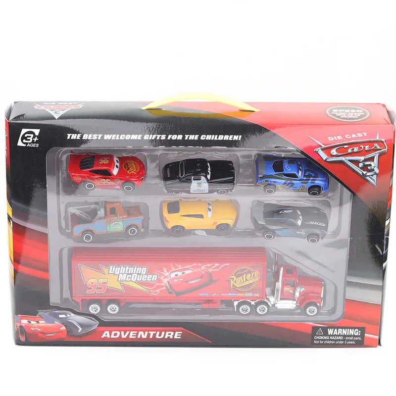 7/8/6 Uds Disney coche de Pixar 3 Rayo McQueen Jackson tormenta Mack tío camión 1:55 Diecast Metal de juguete de modelo de coche de niño, regalo de Navidad