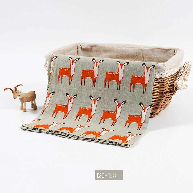 3-sika deer New Cotton Baby Blankets Newborn Soft Organic Cotton Baby Blanket Muslin Swaddle Wrap Feeding Burp Cloth Towel Scarf Baby Stuff - Цвет: 3-sika deer