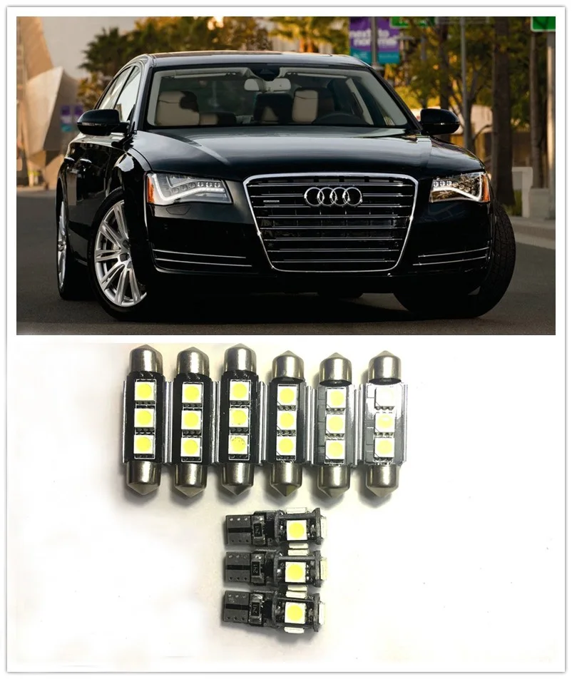 9 шт. Белый светодиодный фонари Интерьер посылка комплект для AUDI Q3 Q5 Q7 A3 A4 A6 A8 Внутреннее освещение