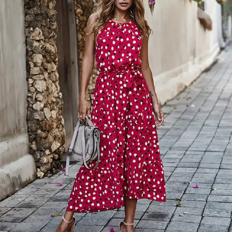 red polka dot sundress