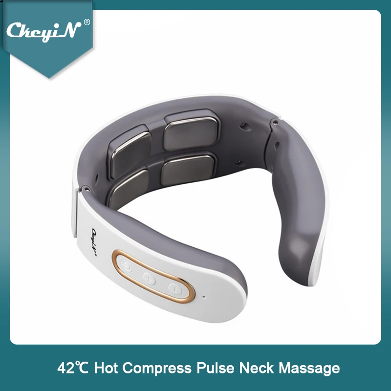 CkeyiN lectric Neck Massager 4D Pulse Massagerb Heated 6 Modes 9 Strength Levels Tissue Trigger Point Massage Home Office Use