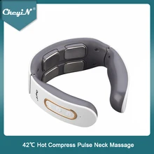 CkeyiN lectric Neck Massager 4D Pulse Massagerb Heated 6 Modes 9 Strength Levels Tissue Trigger Point Massage Home Office Use
