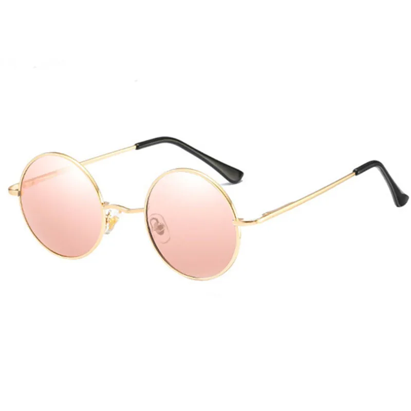 ZJHZQZ стимпанк Круглые Солнцезащитные очки Брендовые дизайнерские классические анти-УФ поляризованные металлические оправы маленькие винтажные Ретро очки Джон Леннон - Цвет линз: Pink