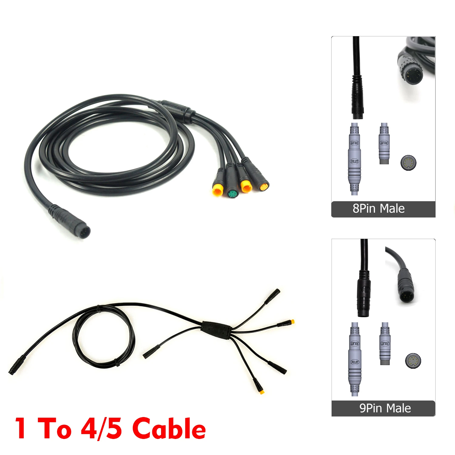 JULET Waterproof Cable Extension Cale Motor Light Ebrake Throttle Display  1T4 1T5 2 3 4 5 Pin Ebike Conversion Cable