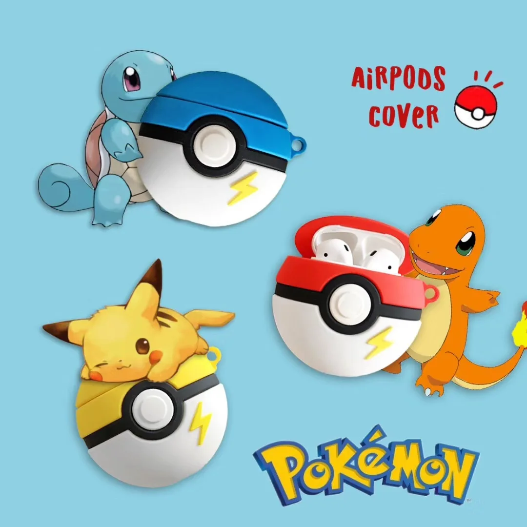 PocketMon Poke Ball Set Airpods Case Silicone Pokemon Apple Wireless Bluetooth Airpods Protective Case Soft Applicable Pokemon