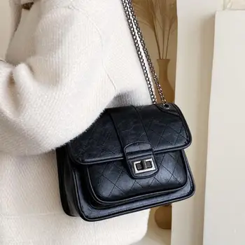 

Elegant Female Square Crossbody Bag 2019 Fashion New Qquality Leather Women's Designer Handbag Lock Chain Shoulder Messenger Bag