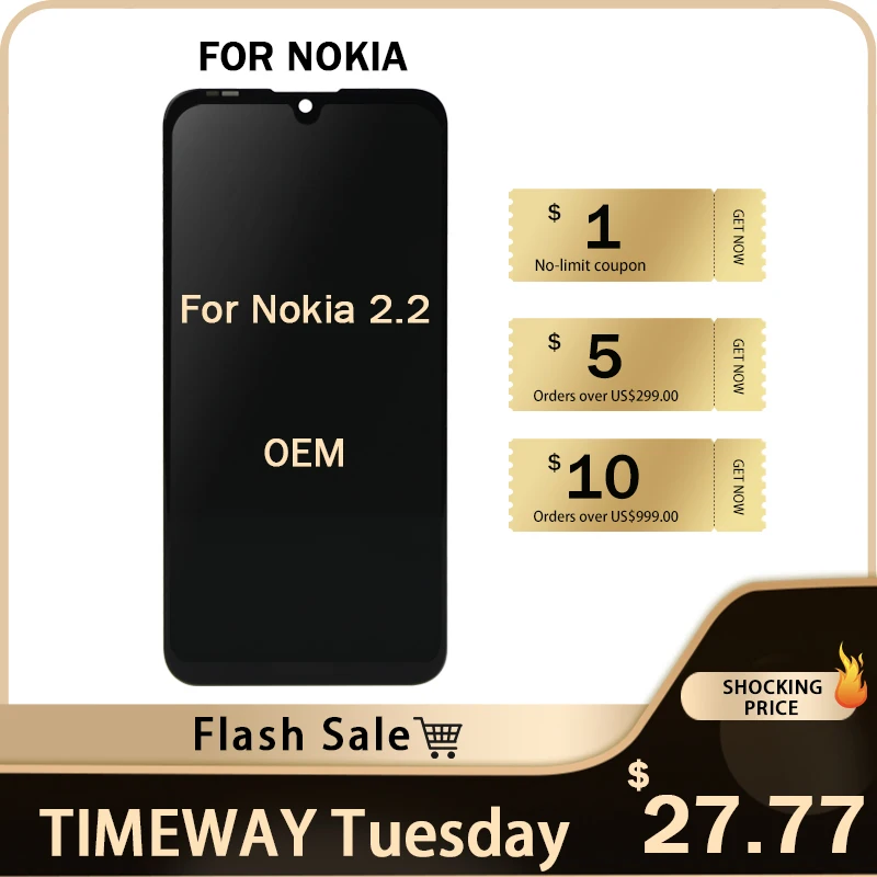 

Timeway Flash SALE for Nokia 2.2 TA-1183 lcd screen 5.7" black no dead pixel assembly replacement for Nokia 2.2 lcd Display
