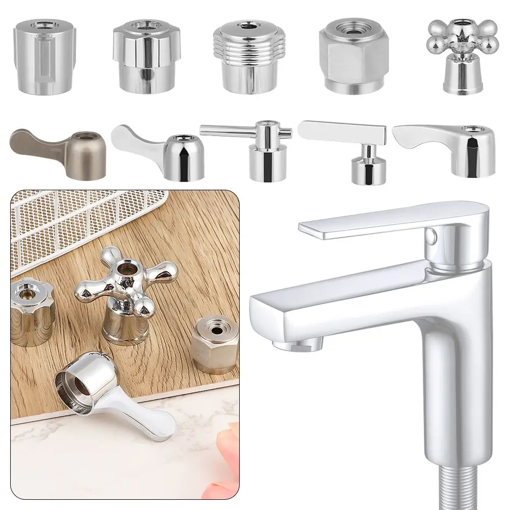 1Pcs Bathroom Replacement Faucet Handle Chrome Plated Taps Accessories Cartridge Spool Faucet Single Metal Lever Handle