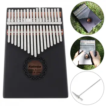 

17 Key Gray Kalimba Single Board Solid Mahogany Finger Thumb Piano Mbira Mini Keyboard Musical Instrument with Tuning Hammer