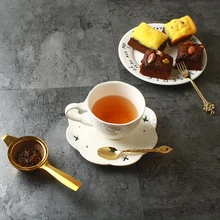 Горячее предложение, ситечко для заварки чая из нержавеющей стали и чайная чашка золотого цвета, серебряного цвета, ситечко для чая, кухонные принадлежности для кафе и чая