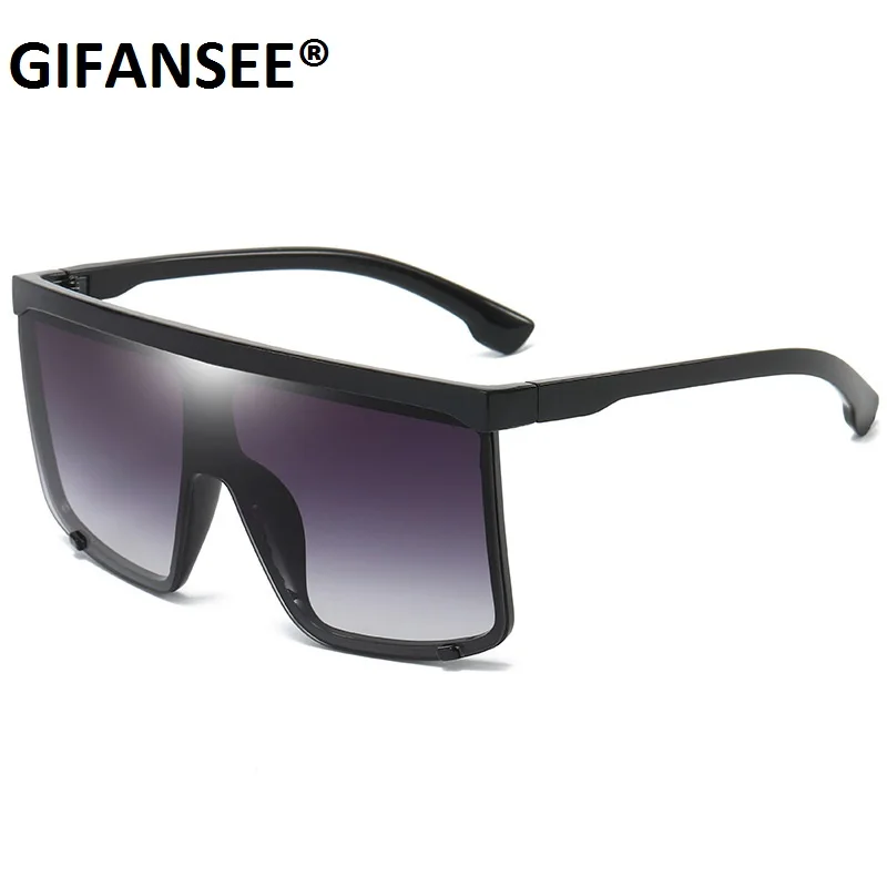 

GIFANSEE Clear Oversized Square Sunglasses Women Men Fashion Luxury Flat Top Rimless Eyewear UV400 Large Shades Oculos Gafas