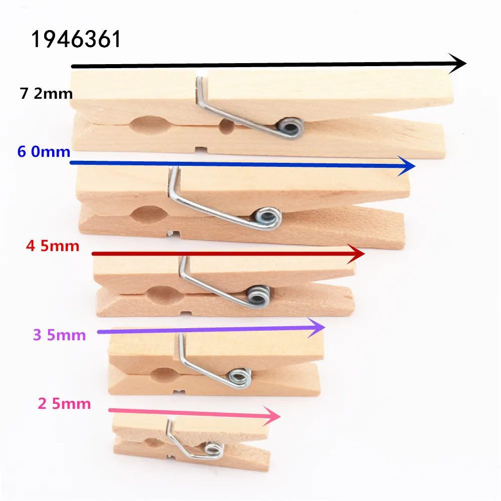 25mm 35mm 45mm 60mm 72mm Log Color Wooden Clips