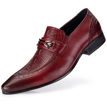 Men Genuine Cow Leather Oxford Shoes New Formal Dress Wedding Shoes Black Red Wine British Style Business Office Shoe
