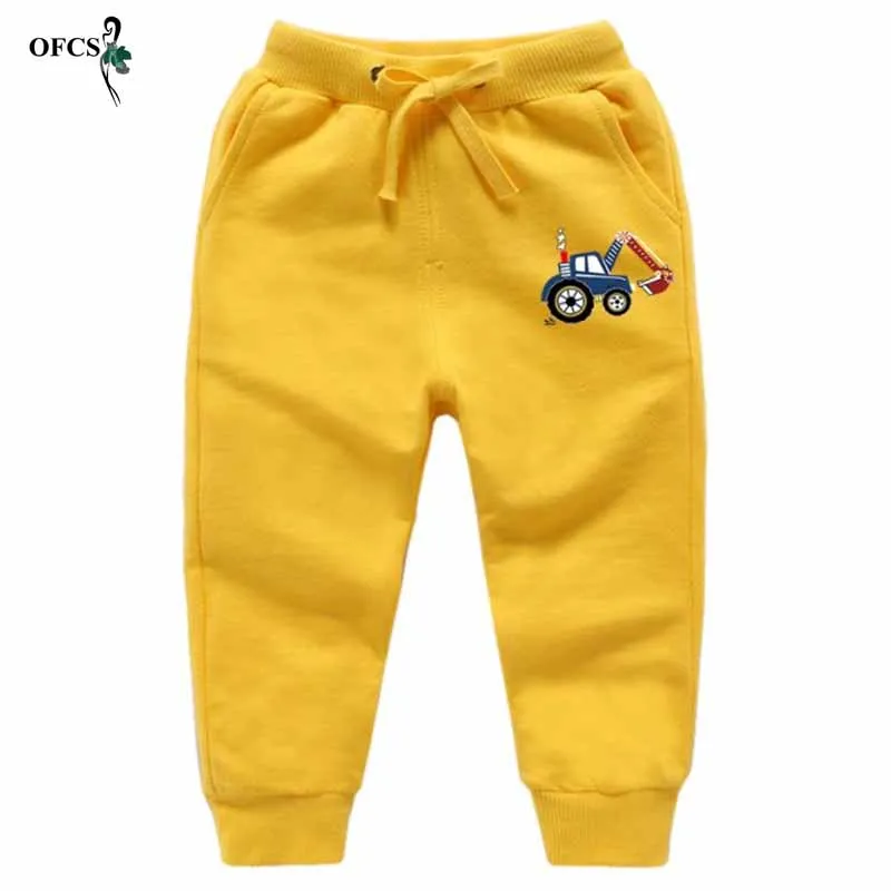 Детская одежда; сезон весна-осень; длинные брюки для маленьких мальчиков и девочек; хлопковые спортивные штаны для отдыха с рисунком; свободные Мягкие штаны для бега - Цвет: Yellow