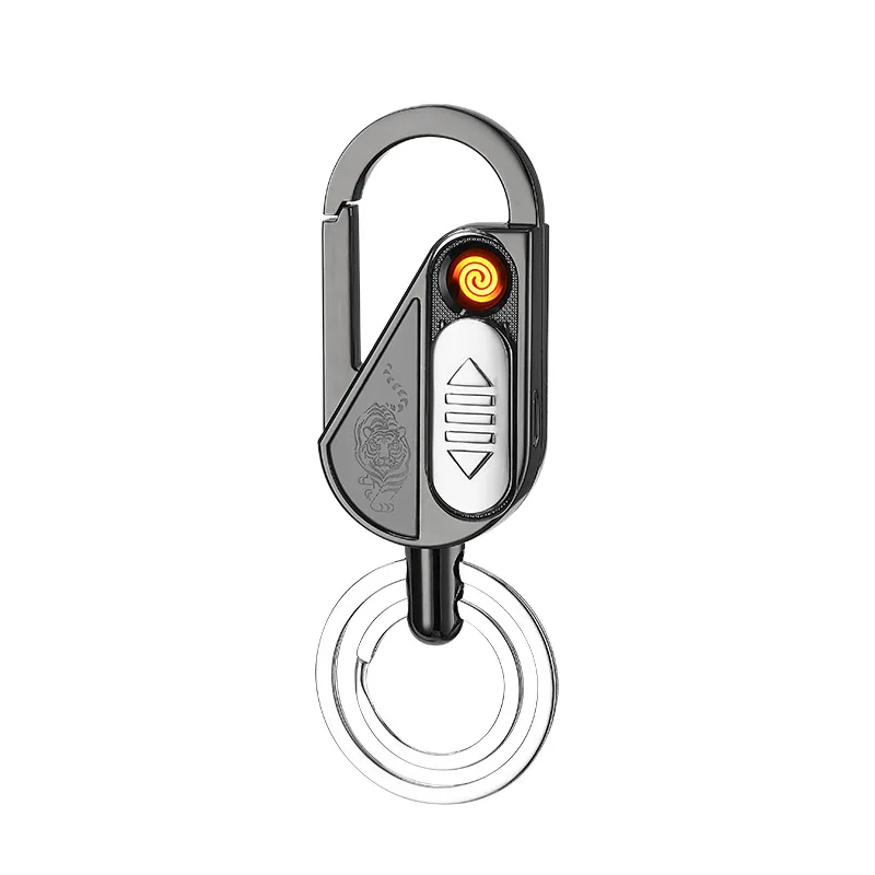 

Outdoor Multifunction Charging Lighter Metal Windproof USB Keychain LED Heating Lighter Customizable Gadgets For Men Gift