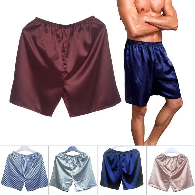 cotton pajamas for men New Men' S Loose Pajamas Comfortable Sleepwear Underwear Satin Boxers Shorts Nightwear Shorts Home Pants men's cotton pajama pants with pockets