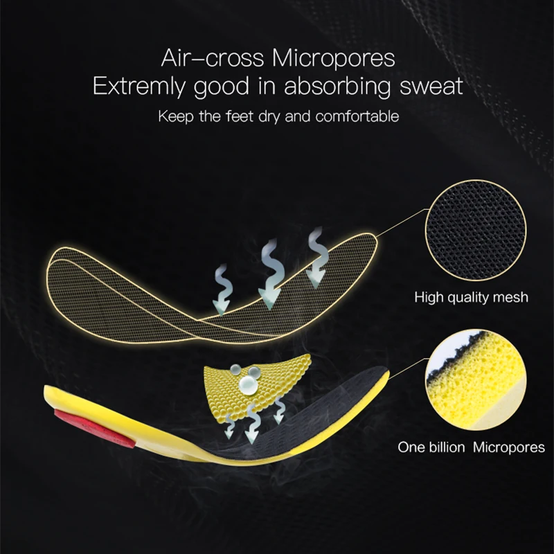 ONEMIX Arch Support Deodorant Insole Shock Absorption Dispelling Dampness Soft Insole Health Insert Shoes Pads Massage Pads