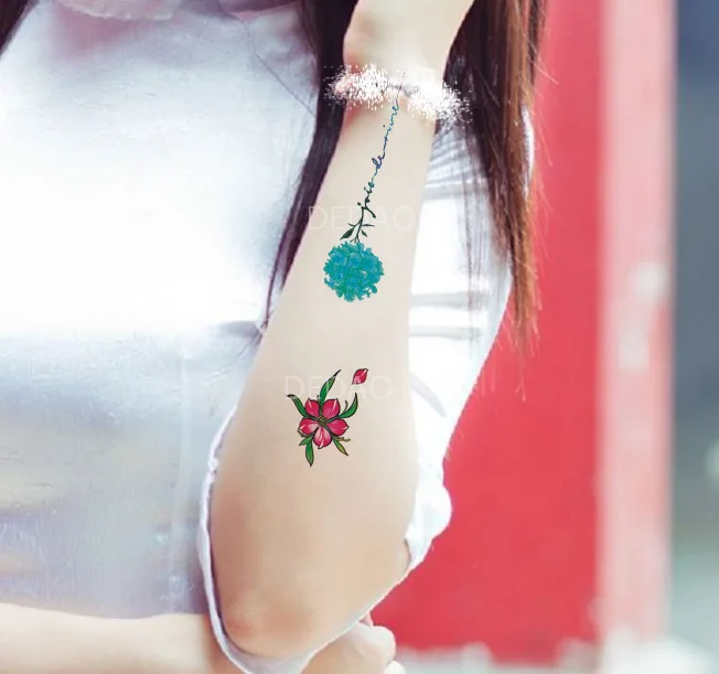 30 шт., Временные татуировки, наклейка s, цветок розы, лотос, поддельные татуировки, наклейка на руку, на ногу, водонепроницаемая флеш-тату, тату для девушек и женщин