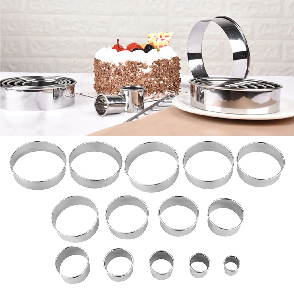 Stainless Steel Round Cookie Biscuit Cutter Set 14 Pieces Heavy Duty Dishwasher Safe