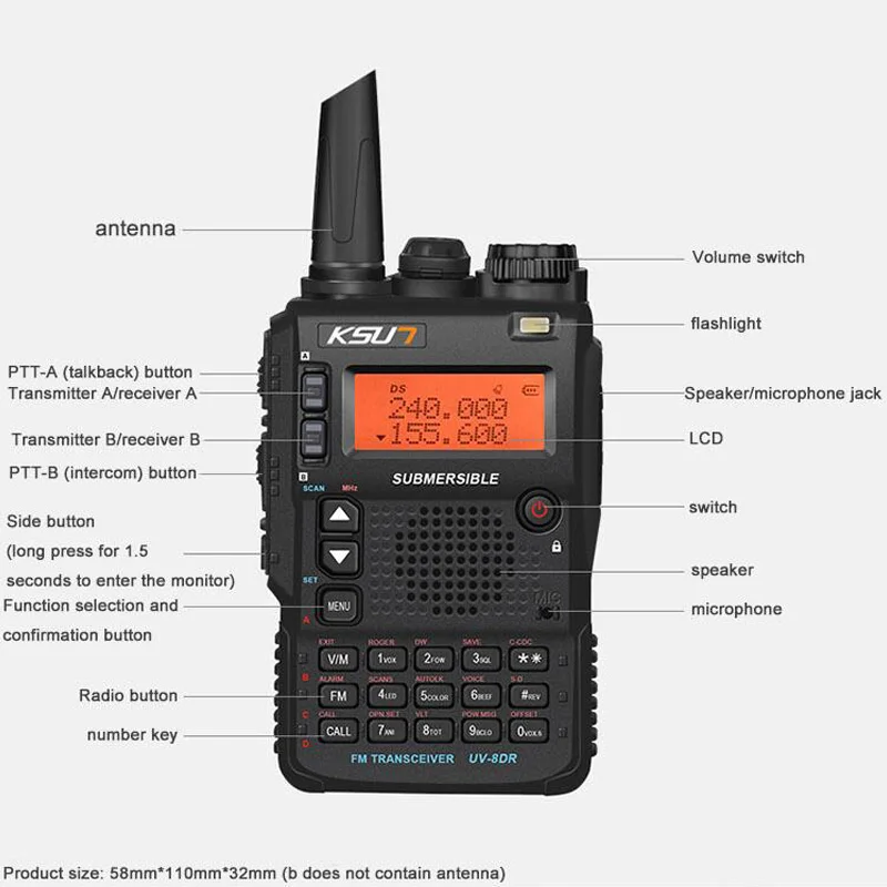 10W Walkie Talkie Long Range Tri-band Dual Antenna Dual PPT Waterproof Handheld Professional Walkie-talkie Radio Transmitter 4