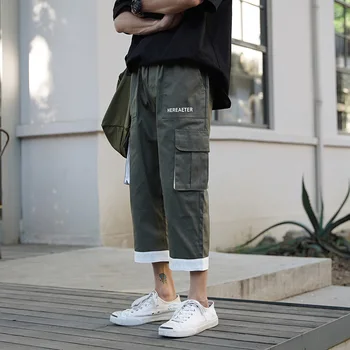 

Straight all-match casual pants men's fashion brand loose eight-point pants Summer 2020 new Korean style ins tooling pants