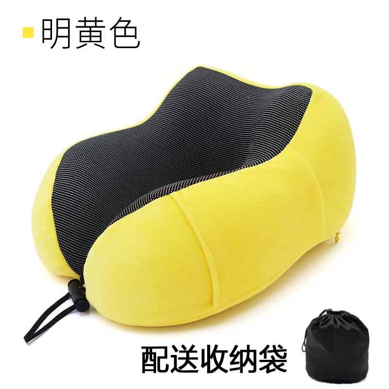 Bright yellow U-образная подушка из хлопка с эффектом памяти, может вместить u-образную подушку, плоскую магнитную ткань, подушка для путешествий, подушка для шейной кровати - Цвет: Bright yellow