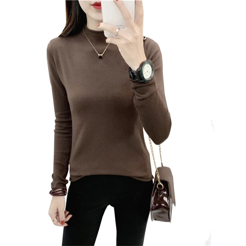 

Women Sweater Pullover Basic Rib Knitted Cotton Tops Solid Crew Neck Essential Jumper Long Sleeve Sweaters With Thumb Hole
