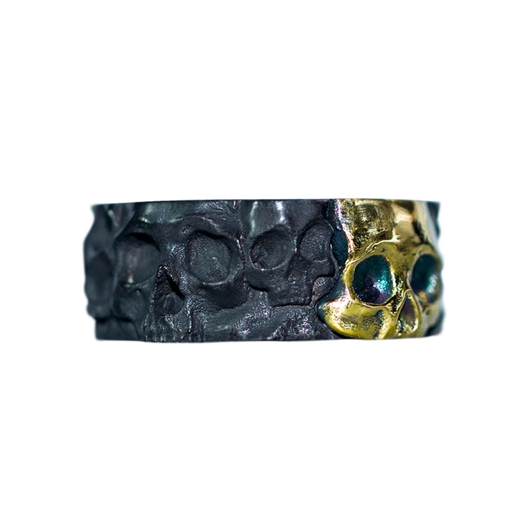Дизайн, 925 серебряное кольцо, индивидуальное Открытое кольцо с черепом, 24K золотое кольцо, пара колец