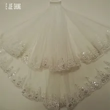 E JUE SHUNG Bling Sequins короткая фата невесты Роскошная двухслойная свадебная вуаль свадебные аксессуары Veu De Noiva