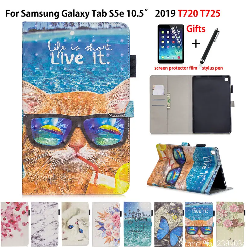Чехол для Samsung Galaxy Tab S5e 10,5 T720 SM-T720 SM-T725 чехол Funda Модный 3D узор PU кожаный чехол-подставка+ подарок