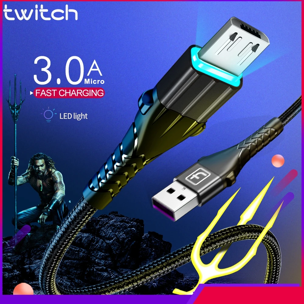 Twitch 3A микро USB кабель 2 м Быстрая зарядка 3,0 Быстрая зарядка данных телефон кабель для samsung S6 S7 huawei Xiaomi LG планшет Microusb