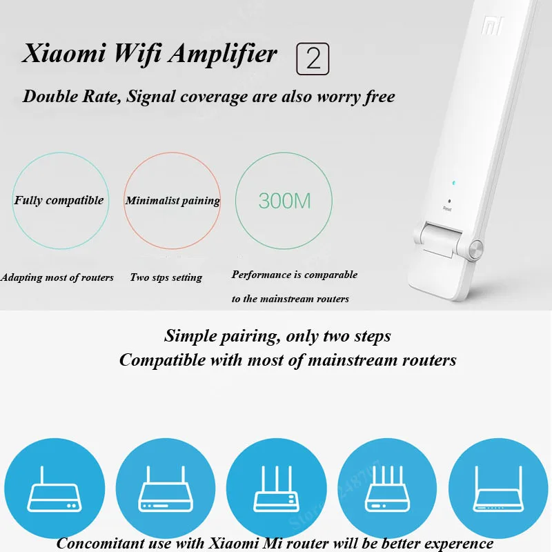 Xiaomi wifi Repeater 2 усилитель расширитель 2 Универсальный Repitidor Wi-Fi удлинитель 300 Мбит/с Расширение сигнала беспроводной