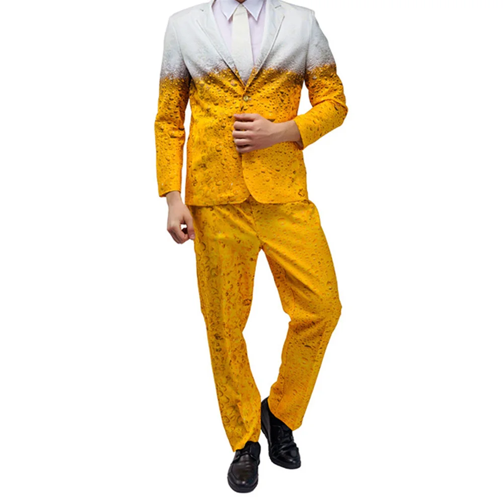 Men‘s Oktoberfest Suit Costume Fancy Dress Up Adult Suit Clothes Yellow