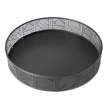 

Antique Metal Tray Round Iron Tray Home Storage Black Wrought Iron Storage Tray