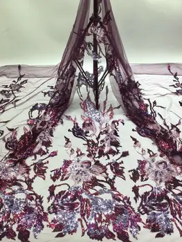 

nigerian african lace fabric J-16888 Hot sale flower french tulle sequins bridal lace fabric for nice dress