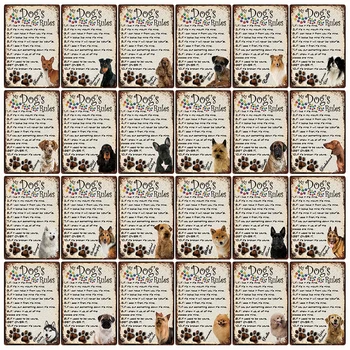 

[ Kelly66 ] My Dog's Rules Basenji Pug Pomeranian Poodle Samoyed Metal Sign Home Decor Bar Wall Art Painting 20*30 CM Size Dy130