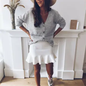 

Women Long Sleeve Warm Coat Knitted Sweater Cardigan Knitwear Outwear Top Autumn Spring Casual V neck Sweaters