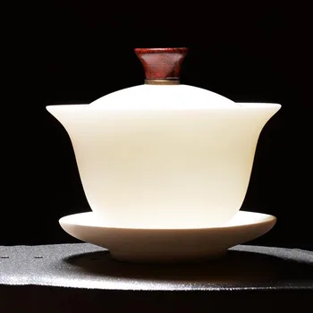 

155/170ml Jade Porcelain Gaiwan Tea Tureen Chinese Kung Fu Tea Set Drinkware Teaware Master Tea Bowl for Creative Gifts Decor