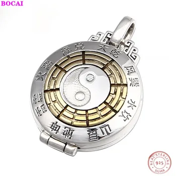 

BOCAI s925 sterling silver pendant gossip box pendant Thai silver vintage personalized necklace pendant woman's and man's pendan