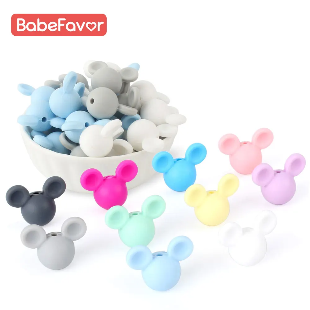 

10pcs Silicone Baby Beads Mouse Food Grade Silicone Teething Bead DIY Necklace Pendant Pacifier Chain Baby Teether Beads