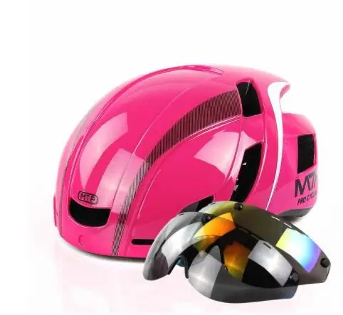 Велосипедный шлем с магнитной присоской, велосипедный шлем и объектив шлема интегрированы в горный шоссейный защитный велосипедный шлем оборудование - Цвет: pink